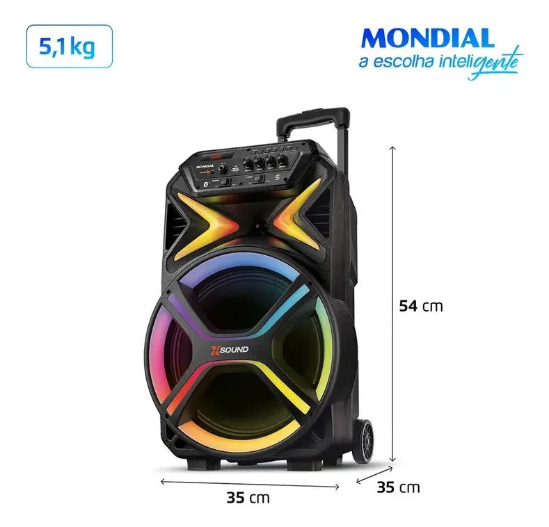 Caixa de Som Amplificadora Mondial CM-550-L com Led 550W Caixa de Som Amplificadora Mondial CM-550-L com Led 550W